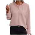 thumbnail image 1 of Pisexur Womens Oversized Sweatshirt Fashion Fall Hoodies Solid Color Button Collar Drawstring Stitching Sweatshirts Hoodies Pullover, 1 of 6