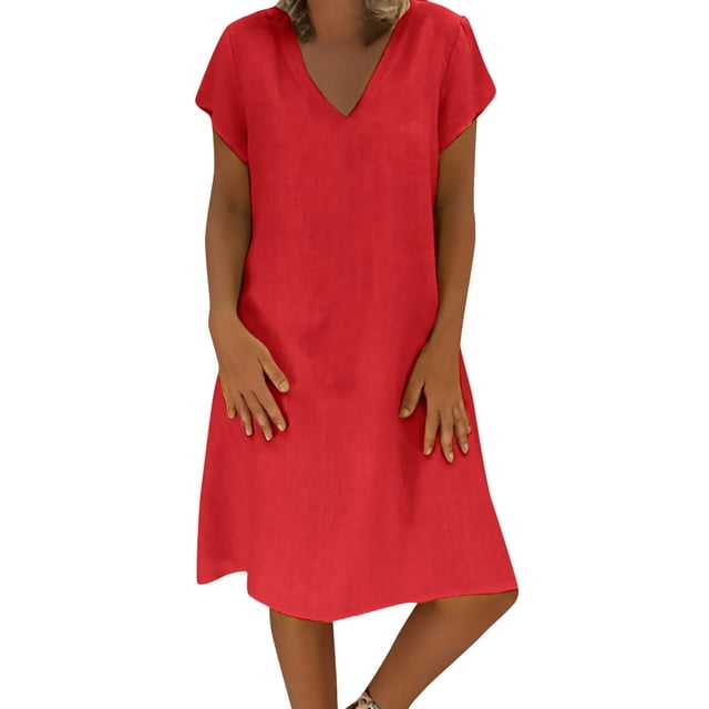 2025 Robe à Col en V pour Dames à Manches Courtes, à Lacets, Imprimée, Grande Jupe, Robe d'Été pour Femmes, Robe Maxi pour Dames, Robes d'Été Décontractées pour Femmes, Robe de Saison, Robes Chemise Maxi, Robes Longueur Genou fo