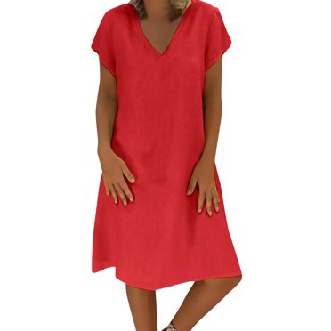 2025 Robe à Col en V pour Dames à Manches Courtes, à Lacets, Imprimée, Grande Jupe, Robe d'Été pour Femmes, Robe Maxi pour Dames, Robes d'Été Décontractées pour Femmes, Robe de Saison, Robes Chemise Maxi, Robes Longueur Genou fo