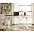thumbnail image 2 of WAMPAT 59-inch Executive Desk with Charging Station, 3 Drawers, Farmhouse Office Desk for Home Study, Durable Wood Computer Table, White, 2 of 10