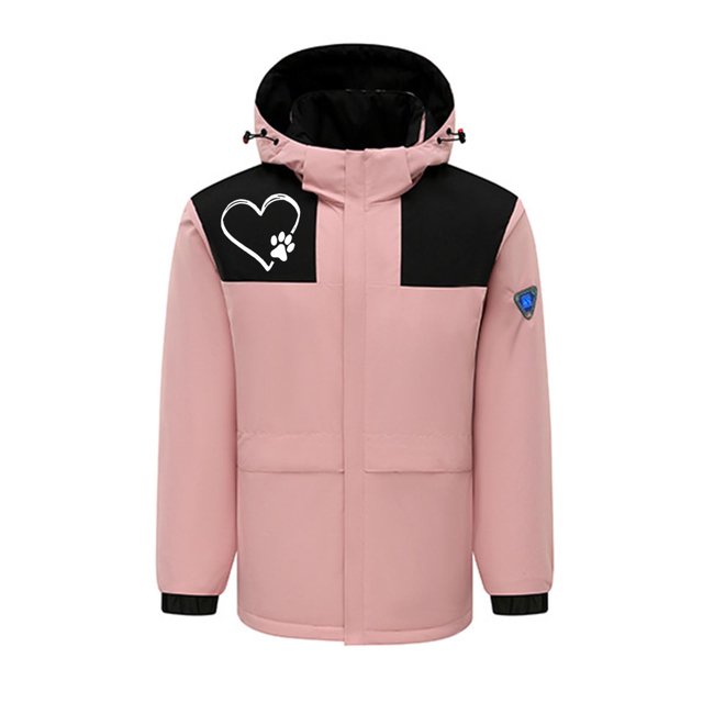 RXIRUCGD USB Intelligent Constant Temperature Heated Windproof Plus Size Coat For Men And Women Winter 4 Heated Jacket Coat( Pink, Size:M )
