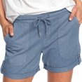 thumbnail image 1 of Plebaso 2025 Womens Drawstring Casual Shorts Elastic Waist Roll up Solid Color Summer Shorts with Pockets, 1 of 5