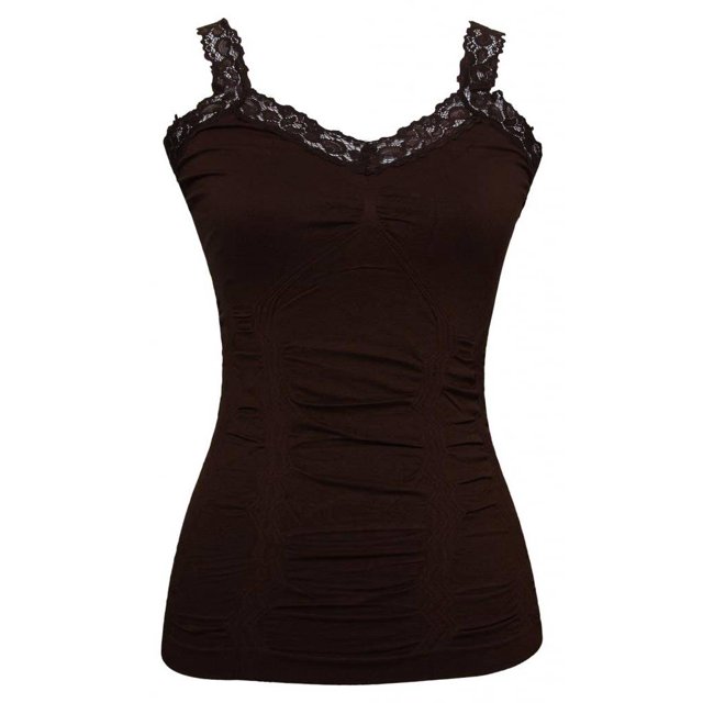 Womens Lace Trim Camisoles - Brown