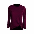 thumbnail image 2 of CEHVOM T-Shirt Patchwork Imprimé Manches Longues Col Rond Décontracté pour Femmes Printemps Automne Liquidation, 2 of 3