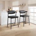 thumbnail image 4 of OUYAWEI 2PC Counter Height Bar Stools With Arms,26Inch UpholsteRed Bar Stools With Back,Wider Seat,Modern Bar Stools Set With Footrest for Kitchen Island,Counter Bar,Easy Assembly,Black, 4 of 8