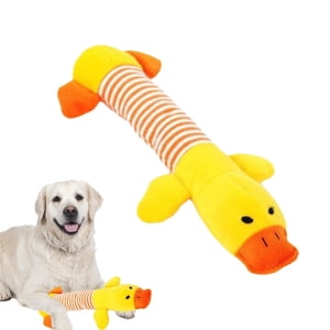 Riforla Puppy Pet Squeaky Playtinhg Crinkly Dog Toy Squeaking Dog Plushie | Shaped Teething Toy with Sound Pet Care Breed Specific Chew Toy for Dogs Puppies Pet Toys Yellow