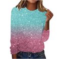 thumbnail image 1 of Womens Regular Casual Printed Pullover Round Neck Long Sleeved Blouses Top, 1 of 4