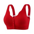 thumbnail image 1 of Fgnfyis Women's Solid Color Lace Pattern Front Buckle Non Underwire Tank Top Bra Womens Bras Red XL, 1 of 7