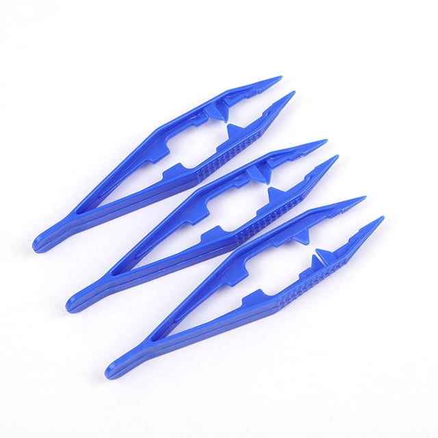 3Pcs Disposable Tweezers Safety Beads Tweezer Clip Tool Toys Bead Model Building Craft Toy DIY Accessories Scissors Blue