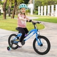 thumbnail image 2 of Costway Vélo pour Enfants 16 Pouces à DEL avec Siège Ajustable, Frein à Rétropédalage, Roues Stabilisatrices, Bleu, Breveté, 2 of 10