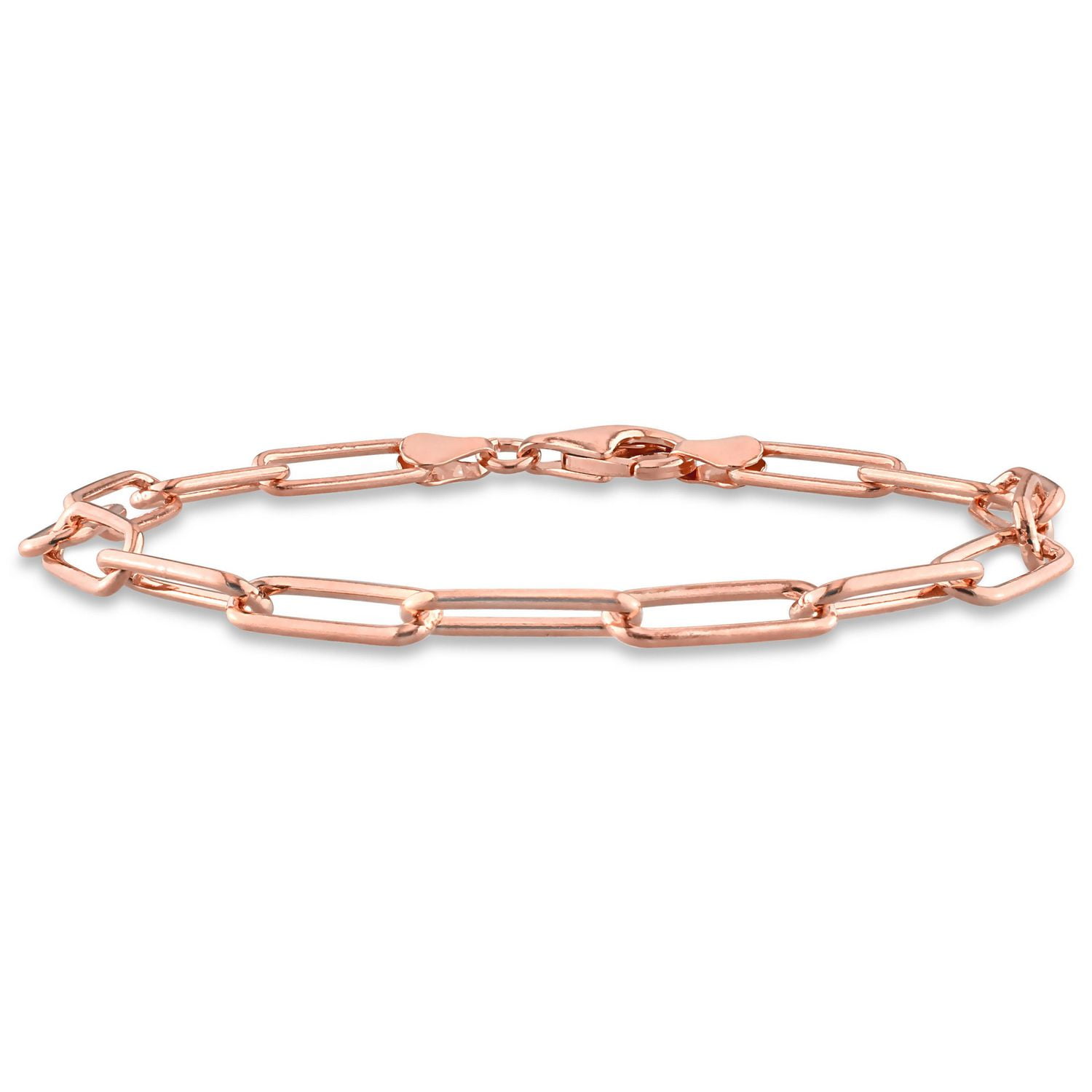 Bracelet de Miabella chaîne à paperclip maillons ovales en argent sterling plaqué en or rose 18K