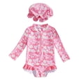thumbnail image 1 of Toddler Girl Rash Guard Bathing Suits Ruffle Floral Pattern Long Sleeve Sun Protection Girls Athletic Bathing Suits 18-24 Months, 1 of 3