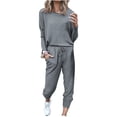 thumbnail image 1 of Yuyuzo Womens Casual Solid Color Set Sweatsuit Pullover Jogger Pants Two Piece Outfit Tracksuits, 1 of 5