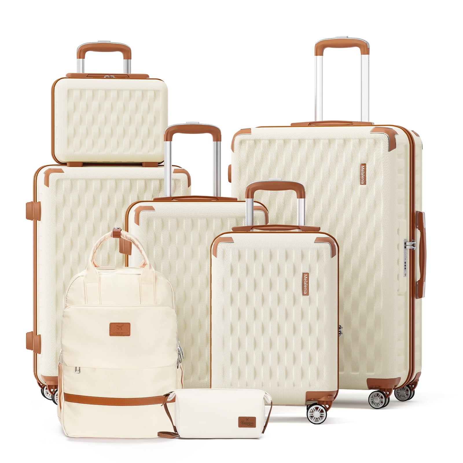 Melalenia - 7 Luggage Sets ABS Hardside Spinner Luggage -With