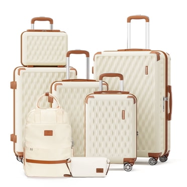 Melalenia - 7 Luggage Sets ABS Hardside Spinner Luggage -With Spinner Wheels and TSA Lock