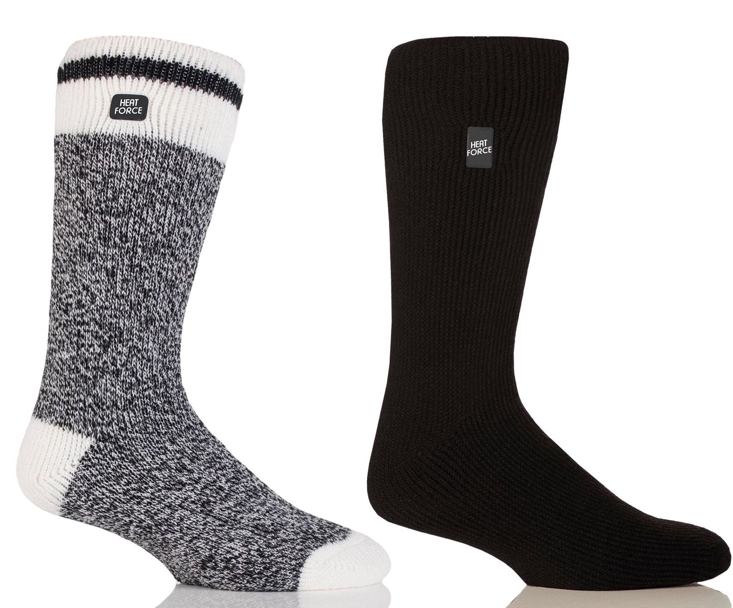 Chaussettes chaudes tors. crème pour hommes Heat Force, tailles 7-12, noir/noir, 2 paires
