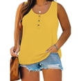 thumbnail image 3 of Timegard Camisoles Grande Taille pour Femmes à Boutons Col Rond Sans Manches Chemises Décontractées Haut Uni, 3 of 6