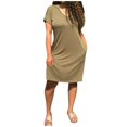 thumbnail image 1 of Robe T-Shirt Décontractée d'Été pour Femmes Col en V Manches Courtes Mi-Longue avec Poches, 1 of 2