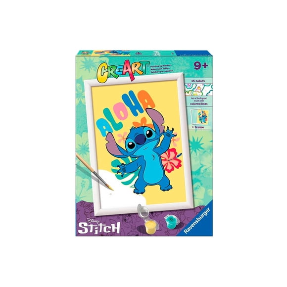 Ravensburger - Creart Series D: Stitch Disney, Paint By Number Kit, Contains A Pre-Printed Board, A Brush, Colors And Accessories, Creative Game For Boys And Girls 9+ Years