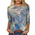 thumbnail image 1 of T-shirt Ample Imprimé pour Femme, Blouse à Manches 3/4, Col Rond, Hauts Décontractés, 1 of 1