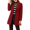 thumbnail image 1 of INSPIRE CHIC Manteau Long Classique pour Femme à Revers Cranté, Manches Longues, G Rouge Foncé, 1 of 7