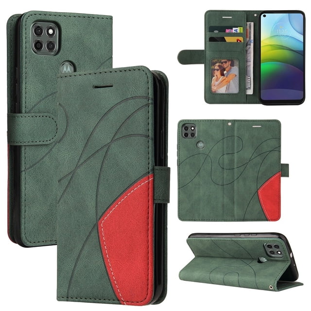 Étui pour Motorola Moto G9 Power Portefeuille en Cuir Livre à Rabat Folio Support Vue Couverture - Vert