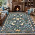 thumbnail image 1 of Garvee 8'x10' Floral Animal Print Area Rug Washable Rugs, Low Pile Stain Resistant Rug Botanical Bird Soft Carpet for Living Room Bedroom Dining Room, Blue, 1 of 8