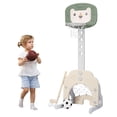 thumbnail image 1 of Gymax 3-in-1 Kids Basketball Hoop Set Adjustable Sports Activity Center w/Balls Green, 1 of 10
