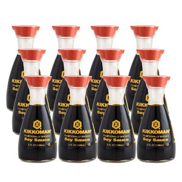 Kikkoman Distributeur de Sauce Soja Traditionnelle 5 fl oz Distributeur - 12/caisse – Bouteille de Table d'Assaisonnement Umami de Qualité Supérieure Vieillie Traditionnellement, Carafe Emblématique à Double Bec Sans Coulure, Caisse en Vrac pour Services Alimentaires