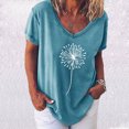 thumbnail image 2 of Pompotops Femmes Mode Décontractée Chemises Imprimées Manches Courtes T-Shirt Ample Hauts Blouse, 2 of 4