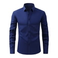 thumbnail image 1 of RXIRUCGD Cardigan Mode Homme Col Rabattu Uni Chemise d'Affaires Boutons, Marine, Taille : S, 1 of 8