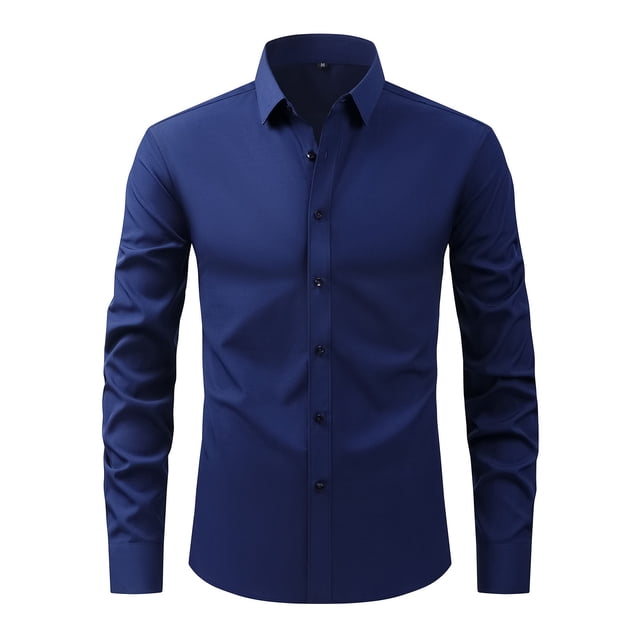 RXIRUCGD Cardigan Mode Homme Col Rabattu Uni Chemise d'Affaires Boutons, Marine, Taille : S