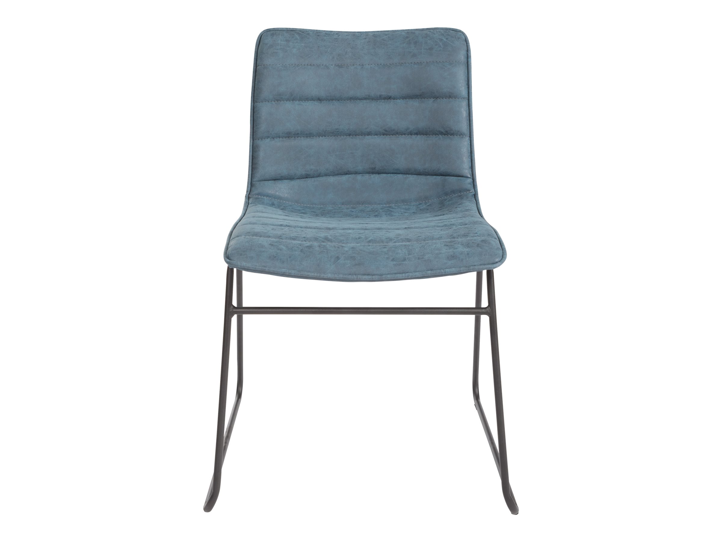 Halo Stacking Chair in Navy Blue Faux Leather with Black Base 2 Pack