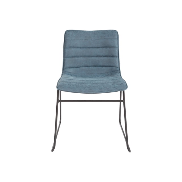 Halo Stacking Chair in Navy Blue Faux Leather with Black Base 2 Pack