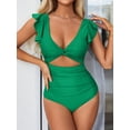 thumbnail image 5 of Charmo Ruffled One Piece Swimsuit for Women High Cut Bathing Suits Backless Monokini Swimwear, 5 of 5