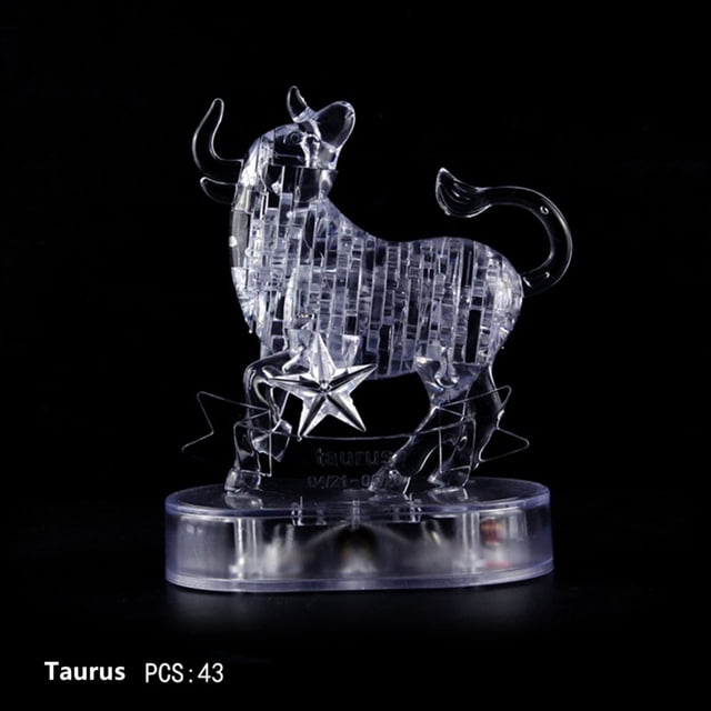 3D Crystal Puzzle Jig-saw Clear Twelve 12 Constellation Astrolog Flash LED Light