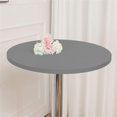 thumbnail image 1 of ORUYROP 2-Pack Cocktail Round Table Topper Cap Spandex Fitted Stretch Cocktail Tablecloth Tight Stretchable Elastic for Weddings Banquets Events Parties Restaurants(Size:220cm,Color: Silver Gr, 1 of 7