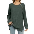 thumbnail image 1 of yoeyez Tunique en Tricot pour Femmes, Chandails à Manches Torsadées Patchwork, Col Ras du Cou Raglan, Chemises à Manches Longues, Hauts Mode Automne 2024, Vert Armée, TTG, 1 of 7