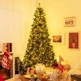 thumbnail image 1 of Gymax 8 FT Pre-Lit Artificial Christmas Tree Hinged Xmas Tree w/ 1498 Branch Tips & 880 LED Lights, 1 of 10