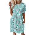 thumbnail image 4 of TJAZFJPA Robe Maxi à Manches Longues pour Femmes, Robe T-Shirt Douce à Manches Courtes, Tunique d'Été Décontractée, Robe Imprimée Ample avec Poches, Longues Robes d'Été pour Femmes, Robe Trapèze, 4 of 6