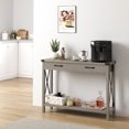 thumbnail image 4 of Ourlova Entryway Table 43in Farmhouse Console Table 2-Tier Wood Sofa Table with Shelf Behind Couch Table Console Tables, 4 of 7