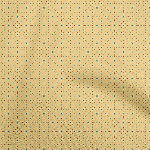 oneOone Silk Tabby Pale Yellow Fabric Asian Block Floral Sewing Material Print Fabric By The Yard 42 Inch Wide