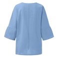 thumbnail image 5 of Dealovy Plus Size Shirts for Women 3/4 Sleeve Notch V Neck Cotton Linen Tops Summer Solid Color Tees, 5 of 5