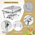 thumbnail image 4 of TROPOW Chafing Dish Buffet Set 4 Pack, 8 Qt Stainless Steel Chafer Buffet Servers and Warmers Sets with Lid Folding Frame, Rectangular Chafing Dishes for Parties, Weddings, Catering Events, Silver, 4 of 7