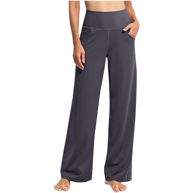 LSLJS Women's Solid Color Fashionable and Comfortable Wide Leg Straight Yoga Pants Gym Pants