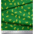 thumbnail image 2 of Soimoi Green Poly Georgette Fabric Yellow Flower & Dots Print Fabric by Yard 42 Inch Wide, 2 of 5