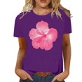 thumbnail image 1 of LUOGENLI T-shirts pour Femme pour Femmes Mode Décontractée Chemises Imprimées Col Rond Manches Courtes T-Shirt Hauts Tunique Blouse T-shirts Vintage pour Femmes T-Shirt Graphique Vêtements d'Été Violet G, 1 of 4