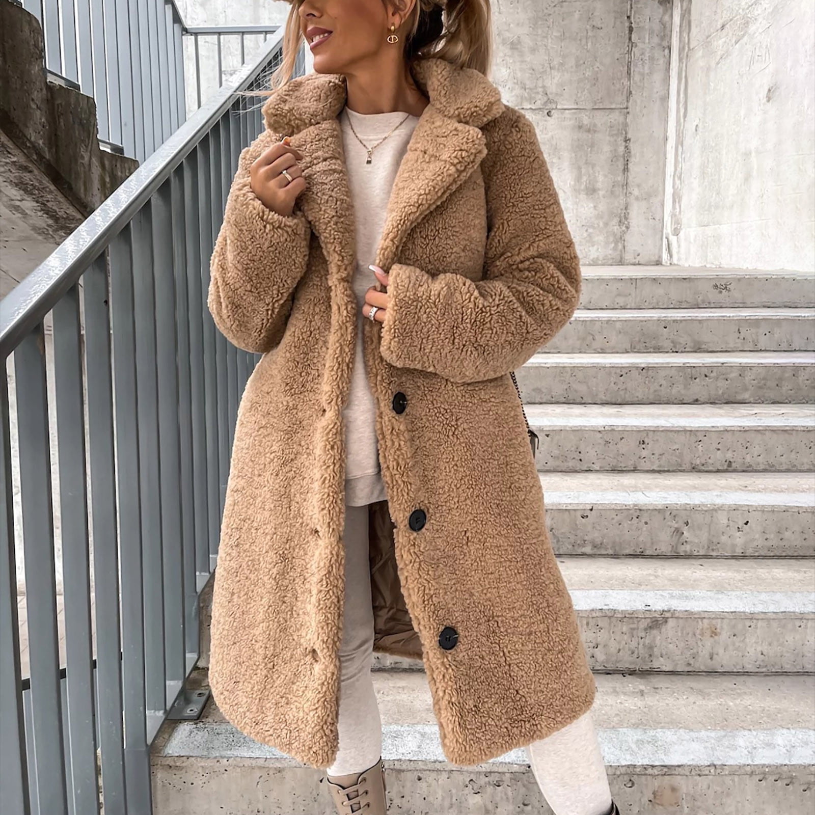 Levmjia Loose Winter Wool Coats for Women Plus Size Jacket Long