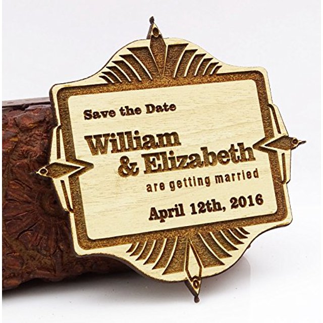 Personalized Wedding Save The Date Magnet 20 Rustic Engraved Wood Magnets Wedding Announcements