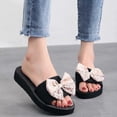 thumbnail image 1 of Styesk Womens Sandals New Summer Flip-flops Linen Floral Bow Flat Sandals, 1 of 8